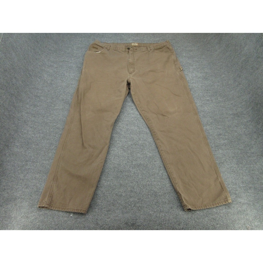 C.E. Schmidt Mens Carpenter Pants Straight Brown Canvas Utility Workwear 44x30